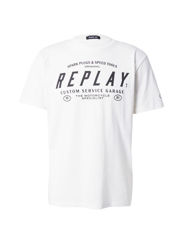 REPLAY REPLAY Тениска  черно / естествено бяло