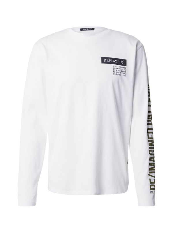 REPLAY REPLAY Тениска  маслина / черно / мръсно бяло