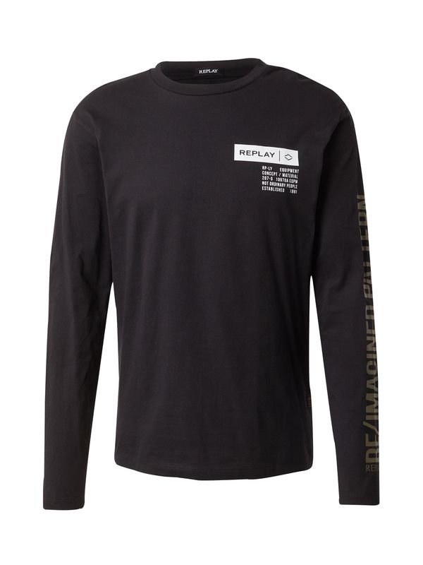 REPLAY REPLAY Тениска  сиво-кафяво / черно / бяло