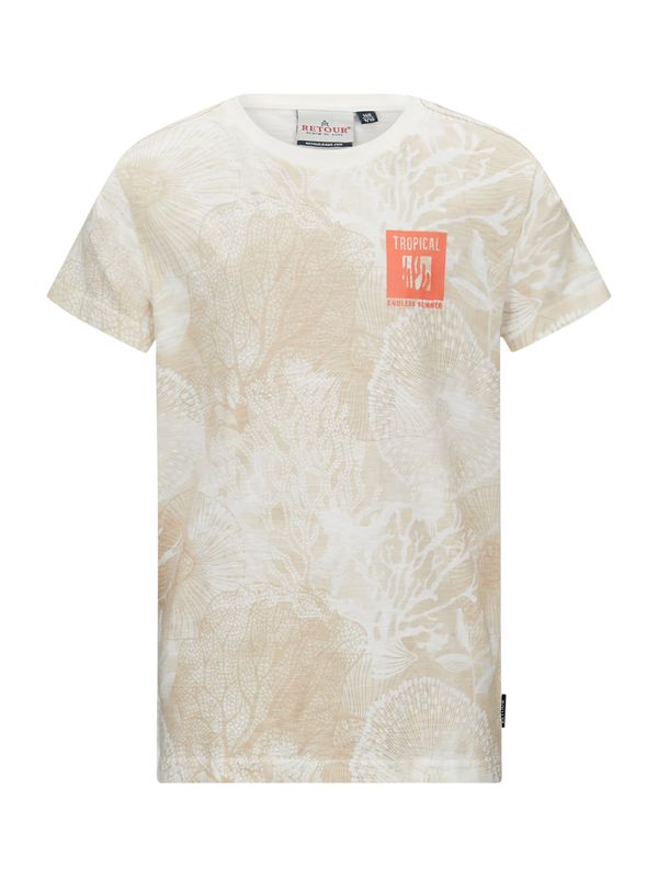 Retour Jeans Retour Jeans Тениска 'Max'  таупе сиво / оранжево / бяло