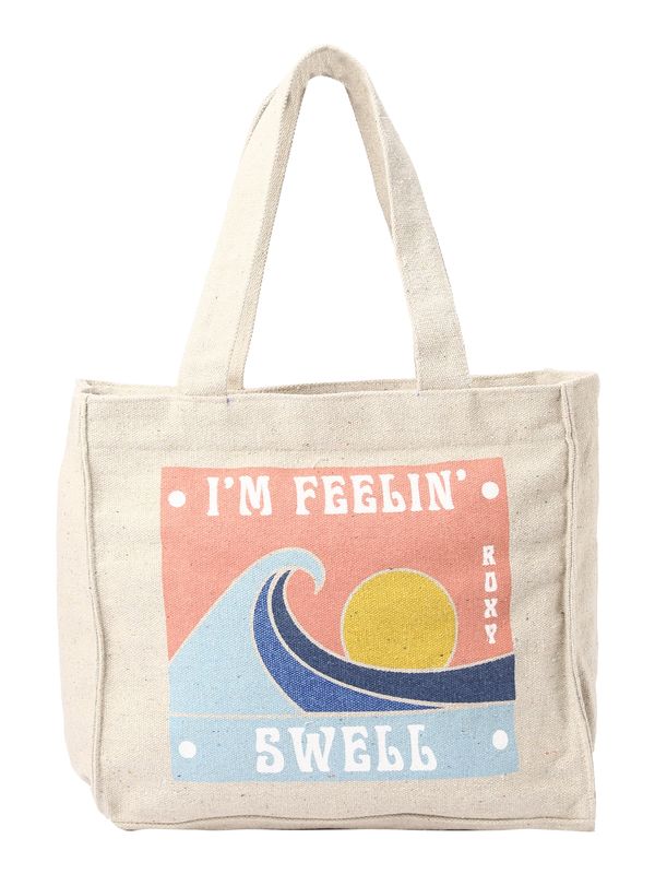 ROXY ROXY Чанта тип "Shopper" 'DRINK THE WAVE'  светлобежово / светлосиньо / корал / светлооранжево