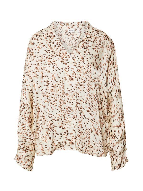 s.Oliver BLACK LABEL s.Oliver BLACK LABEL Блуза  светлокафяво / тъмнокафяво / мръсно бяло
