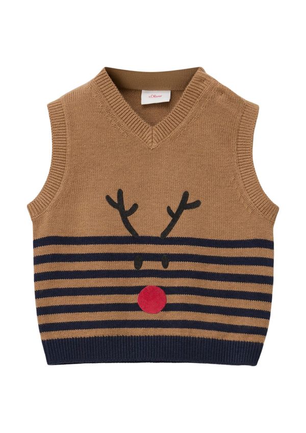 s.Oliver s.Oliver Пуловер  кафяво / червено / черно