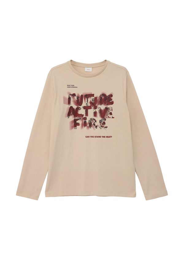 s.Oliver s.Oliver Тениска  цвят "пясък" / карминено червено / черно