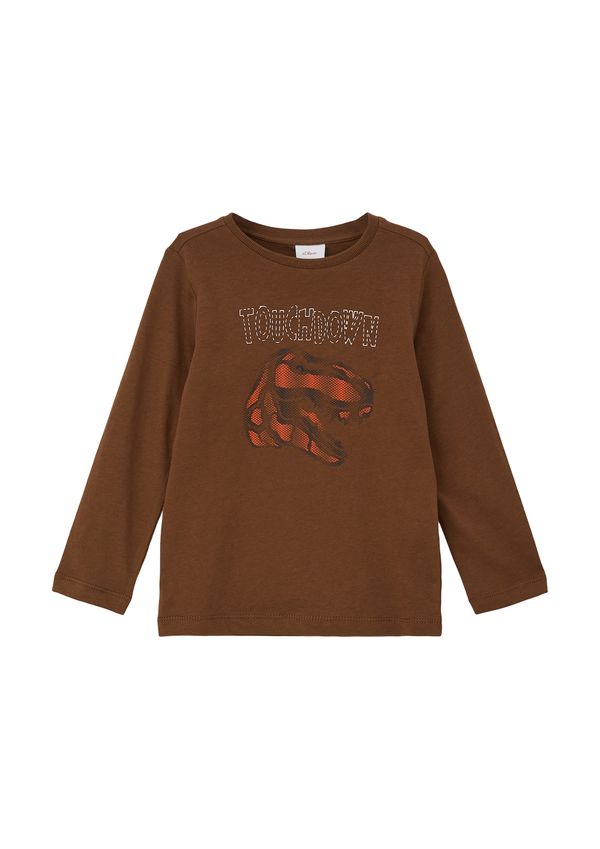 s.Oliver s.Oliver Тениска  кафяво / тъмнооранжево / черно / бяло