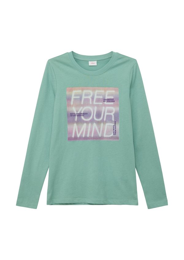 s.Oliver s.Oliver Тениска  нефритено зелено / тъмнолилаво / мръсно бяло