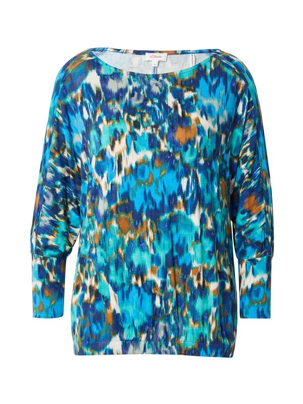 s.Oliver s.Oliver Тениска  нейви синьо / лазурно синьо / кафяво / бяло