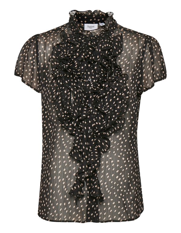 SAINT TROPEZ SAINT TROPEZ Блуза 'Lilja'  черно / мръсно бяло