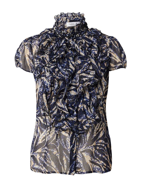 SAINT TROPEZ SAINT TROPEZ Блуза 'Lilja'  екрю / нейви синьо / капучино