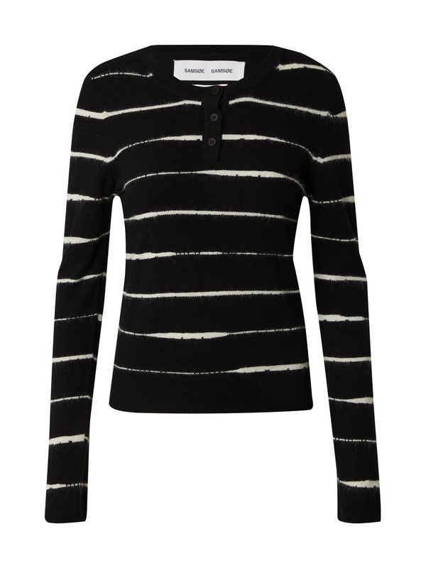 Samsøe Samsøe Samsøe Samsøe Пуловер 'May'  черно / бяло