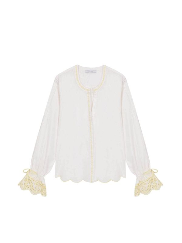 Scalpers Scalpers Блуза 'Pin Tack'  жълто / бяло