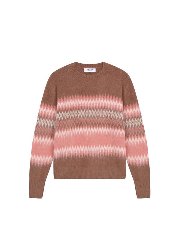 Scalpers Scalpers Пуловер 'Farisle'  кафяво / розово / бяло