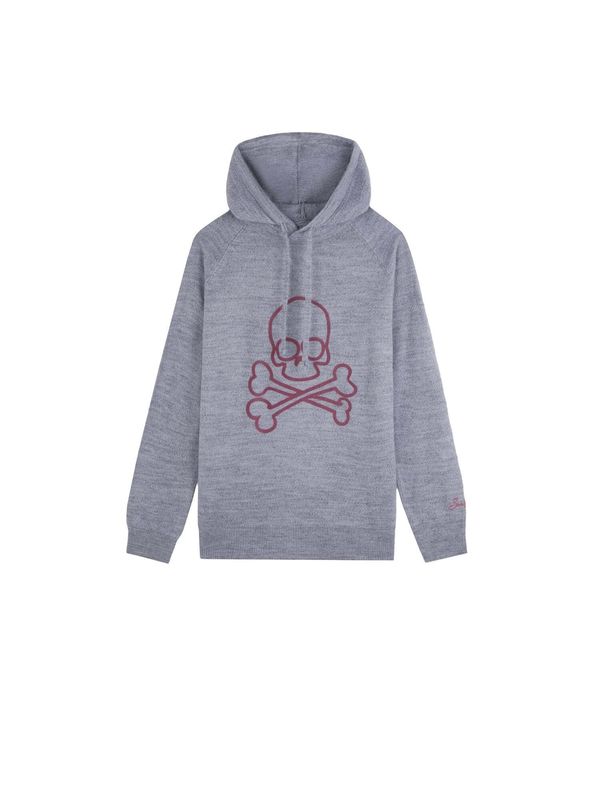 Scalpers Scalpers Пуловер 'Skull'  сиво-бежово / сив меланж