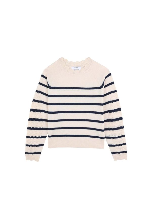 Scalpers Scalpers Пуловер 'Tran R'  бежово / нейви синьо