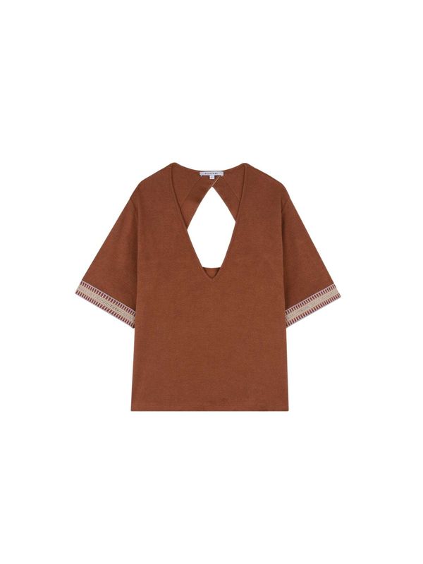 Scalpers Scalpers Тениска 'Trim '  бежово / кафяво