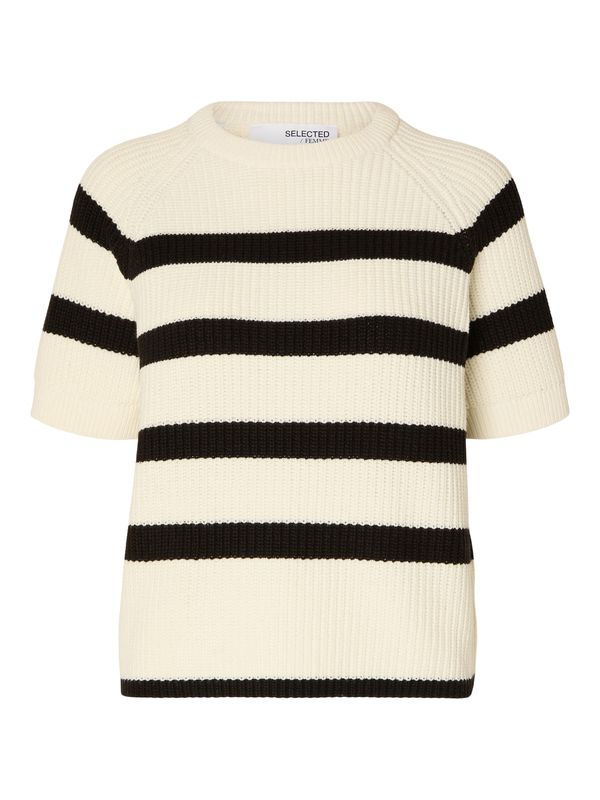 SELECTED FEMME SELECTED FEMME Пуловер 'BLOOMIE'  черно / естествено бяло