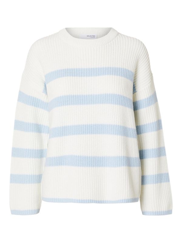 SELECTED FEMME SELECTED FEMME Пуловер 'Bloomie'  светлосиньо / бяло