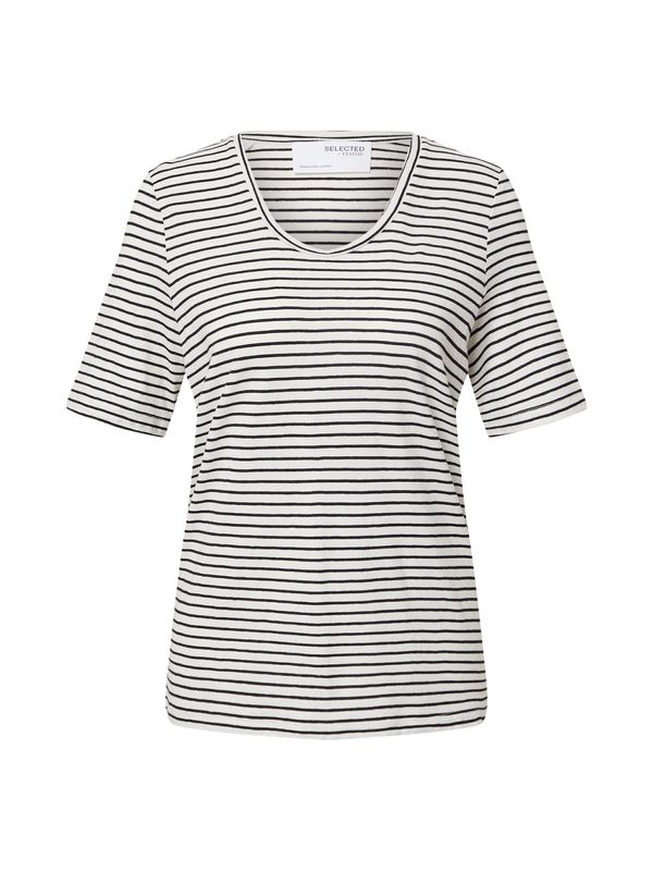 SELECTED FEMME SELECTED FEMME Тениска 'Belive'  черно / бяло