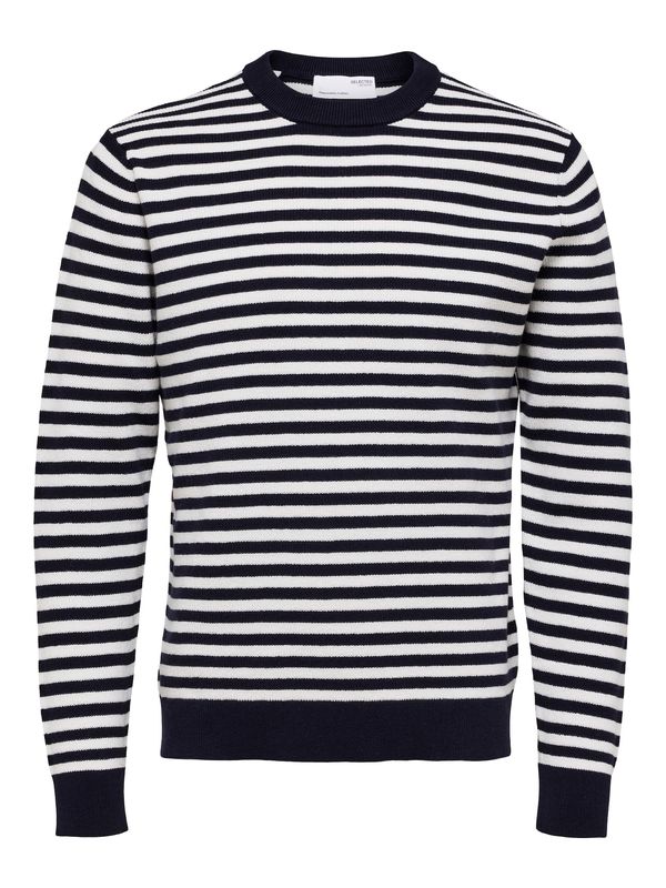 SELECTED HOMME SELECTED HOMME Пуловер 'Cardi'  нощно синьо / бяло