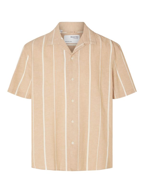 SELECTED HOMME SELECTED HOMME Риза  цвят "пясък" / бяло