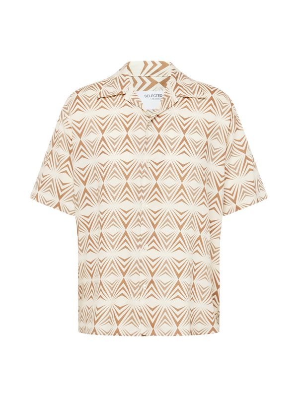 SELECTED HOMME SELECTED HOMME Риза  светлокафяво / тъмнокафяво / бяло