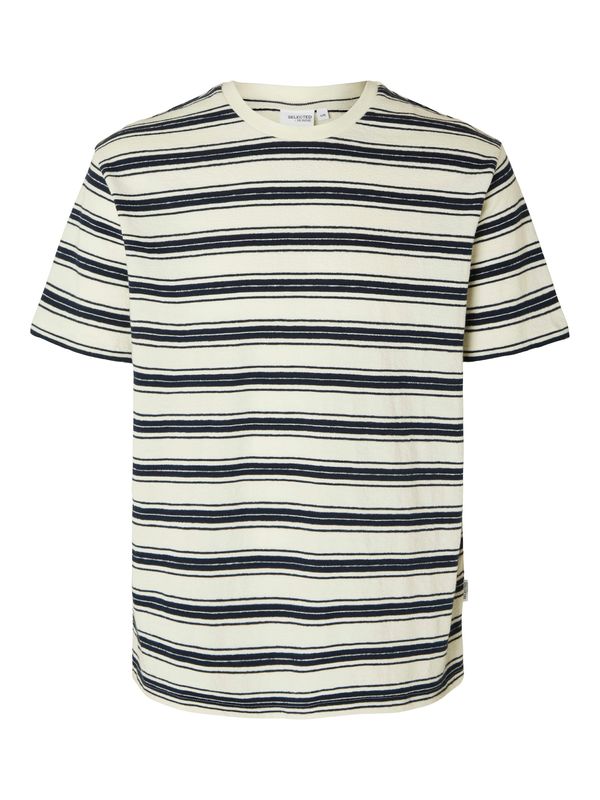 SELECTED HOMME SELECTED HOMME Тениска 'RELAX SOLO'  бежово / морскосиньо