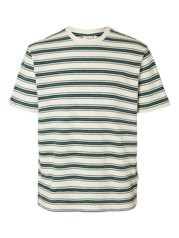 SELECTED HOMME SELECTED HOMME Тениска  тъмнозелено / естествено бяло
