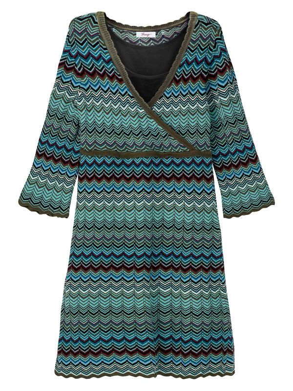 SHEEGO SHEEGO Плетена рокля  светлосиньо / кафяво / зелено / бяло