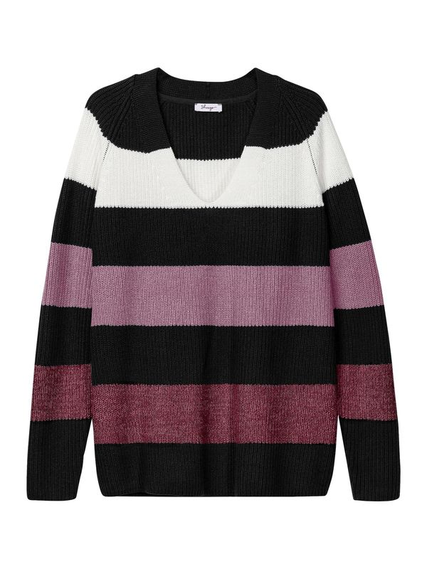 SHEEGO SHEEGO Пуловер  лилав / черно / бяло
