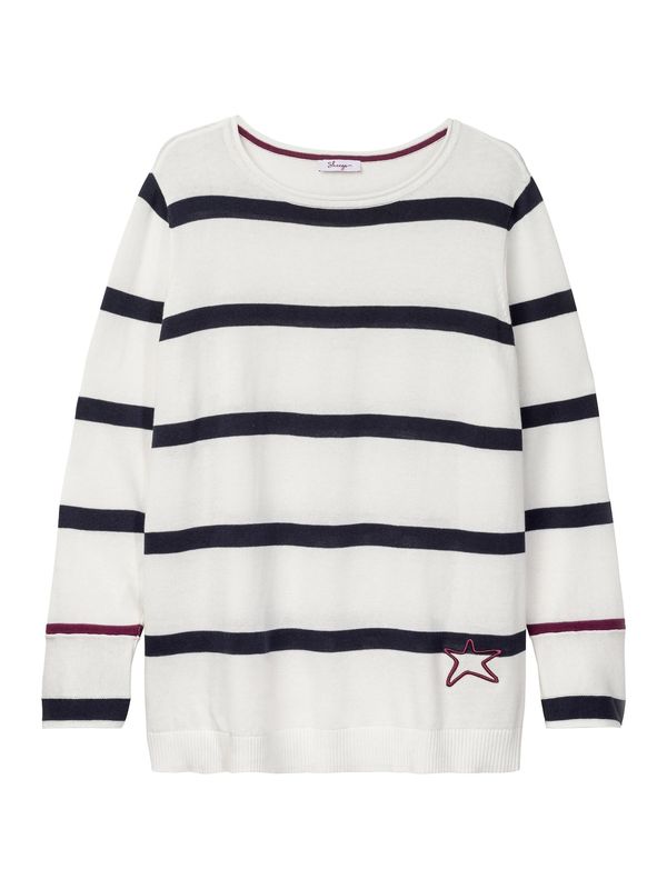 SHEEGO SHEEGO Пуловер  лилав / черно / мръсно бяло