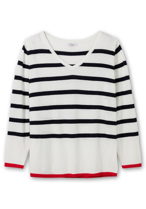 SHEEGO SHEEGO Пуловер  нейви синьо / червено / мръсно бяло