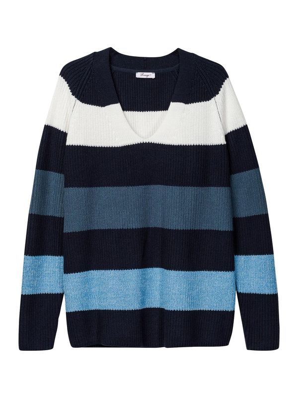 SHEEGO SHEEGO Пуловер  нейви синьо / гълъбово синьо / светлосиньо / бяло
