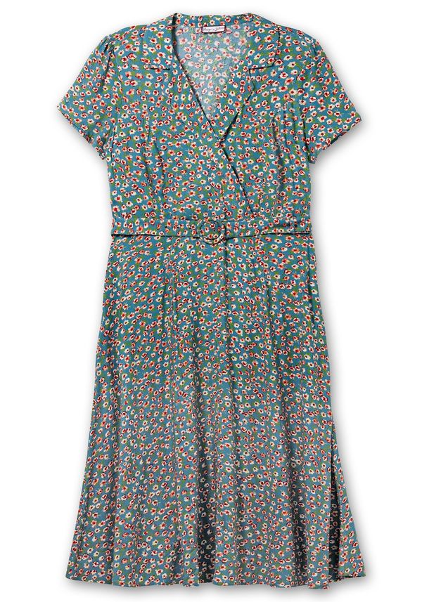 SHEEGO SHEEGO Рокля тип риза  опушено синьо / зелено / червено / бяло