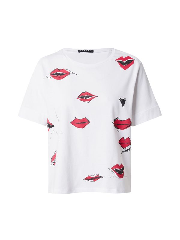 Sisley Sisley Тениска  светлочервено / черно / бяло