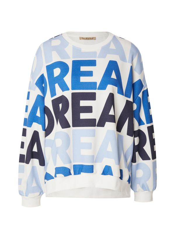 Smith&Soul Smith&Soul Суичър 'Wording AOP'  нейви синьо / небесносиньо / бяло