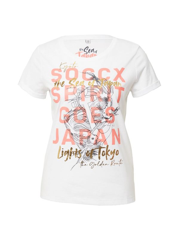 Soccx Soccx Тениска 'Konnichiwa'  злато / сьомга / черно / мръсно бяло