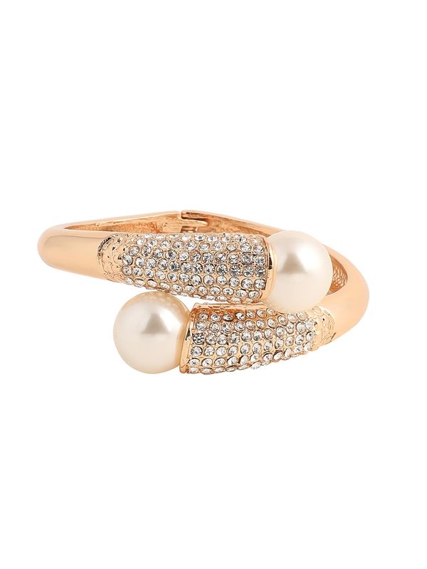 SOHI SOHI Гривна 'Saphira'  злато / прозрачно / перлено бяло