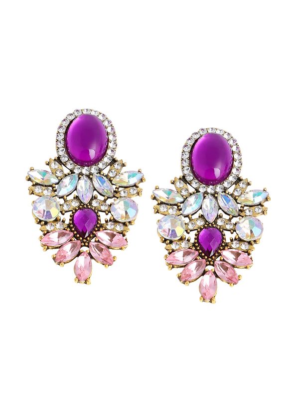 SOHI SOHI Обеци  злато / слива / тъмнолилаво / прозрачно