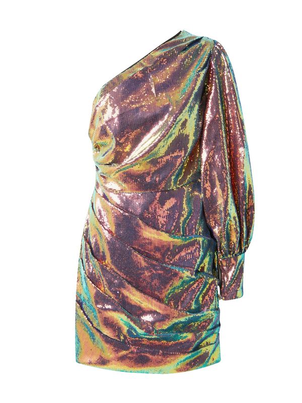 SOMETHINGNEW SOMETHINGNEW Рокля за коктейл 'Hazel'  светложълто / зелено / бледоморав