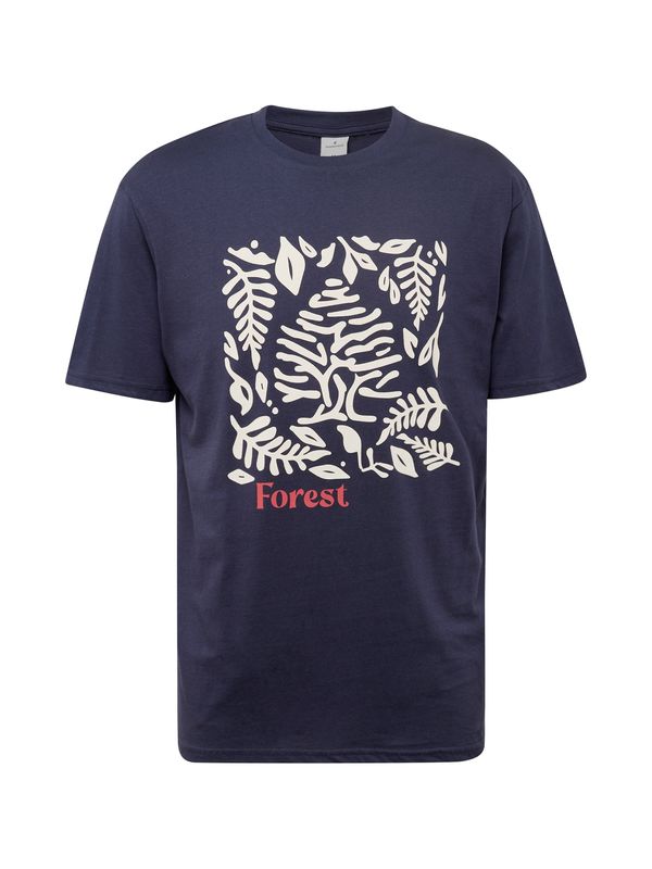 Springfield Springfield Тениска 'RECONSIDER'  морскосиньо / пъпеш / бял памук