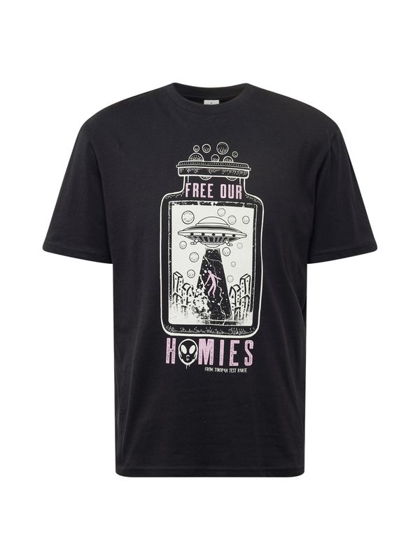 Springfield Springfield Тениска 'RECONSIDER'  светлосиво / бледоморав / черно