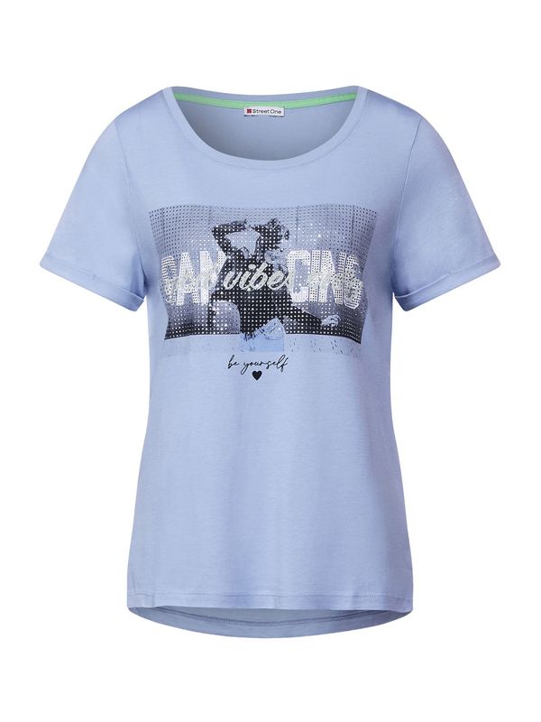 STREET ONE STREET ONE Тениска  светлосиньо / светлосиво / черно / бяло