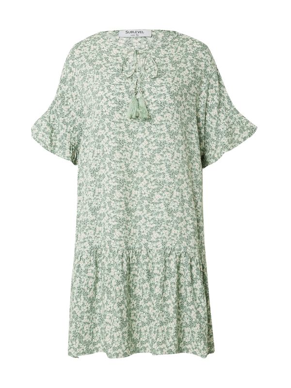 Sublevel Sublevel Рокля  кафяво / пастелно зелено / бяло