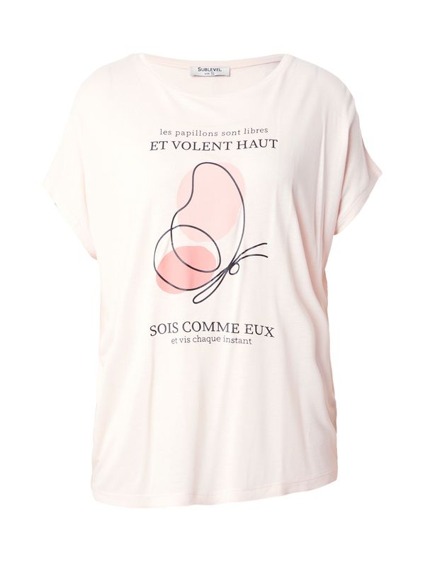 Sublevel Sublevel Тениска  розе / пастелно розово / черно