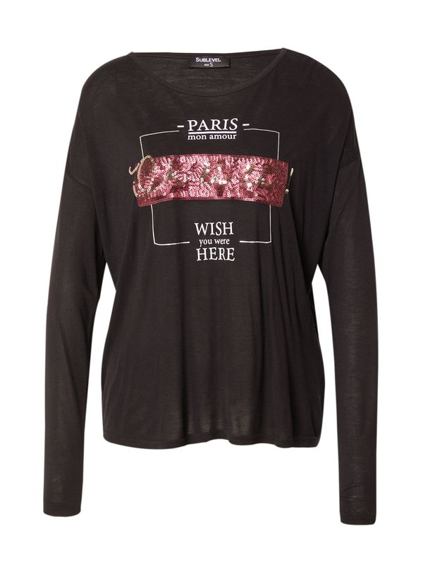 Sublevel Sublevel Тениска  розово / черно / бяло