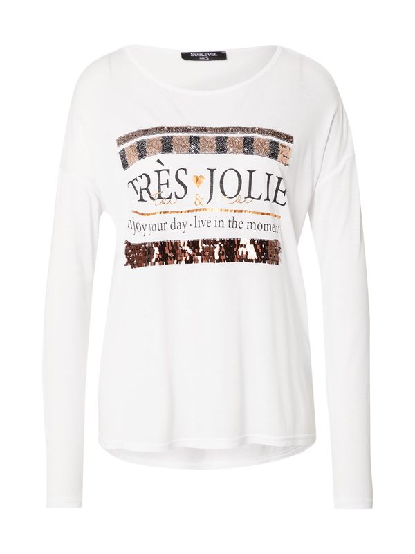 Sublevel Sublevel Тениска  злато / черно / бяло