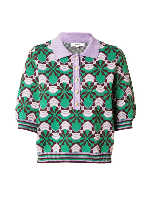 Suncoo Suncoo Пуловер 'PALMER'  кремаво / зелено / светлолилаво / черно