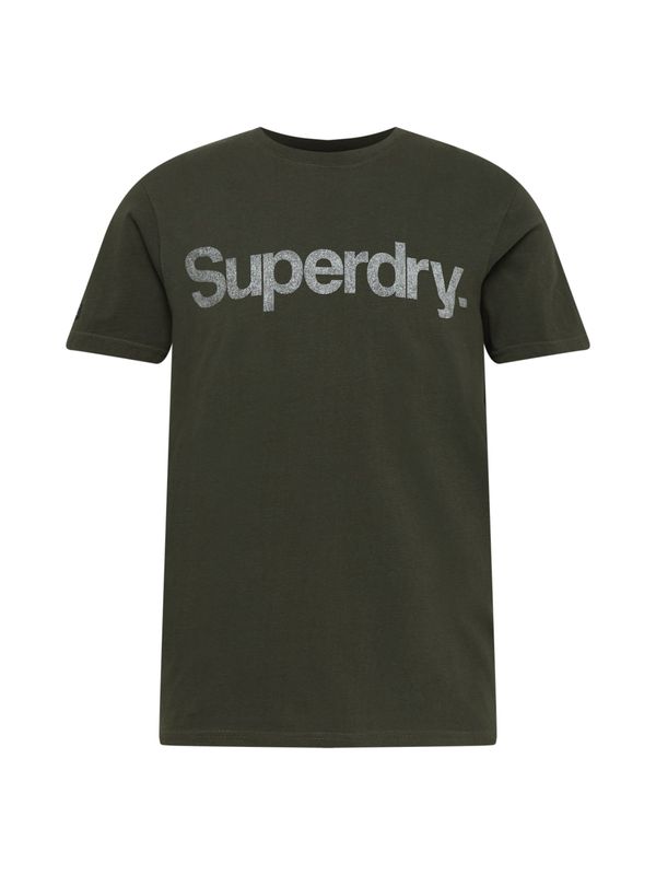 Superdry Superdry Тениска 'Classic Tee'  сив меланж / маслина