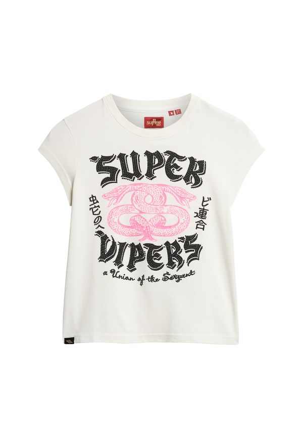 Superdry Superdry Тениска  екрю / светлорозово / черно