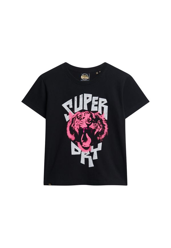 Superdry Superdry Тениска 'Lo-fi Rock'  розово / черно / бяло